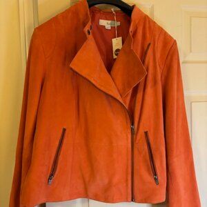 NWT: Boden orange suede 'moto' jacket, size 18US/22UK